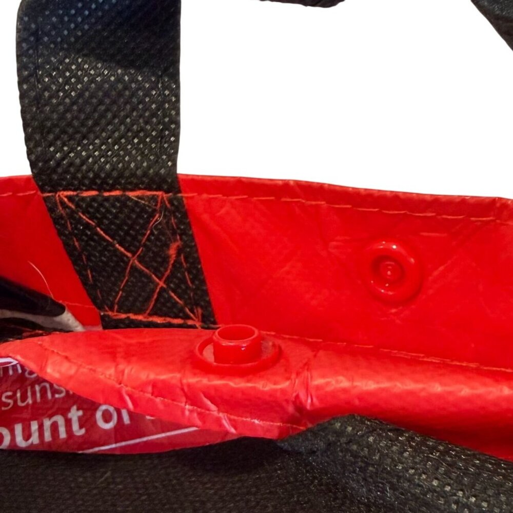 Lululemon Small Reusable Shopping Gift Bag Yoga Tote Snap Closure Black Red - Picture 5 of 5